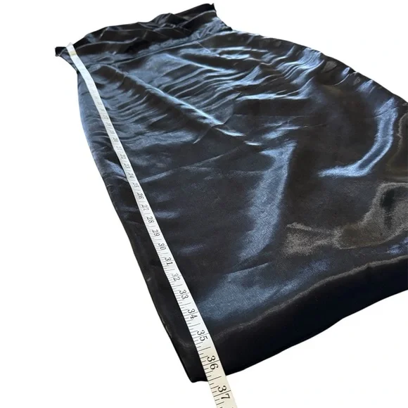 Beulah Style Black Off Shoulder Satin Midi Dress Puff Sleeves - Picture 13 of 16